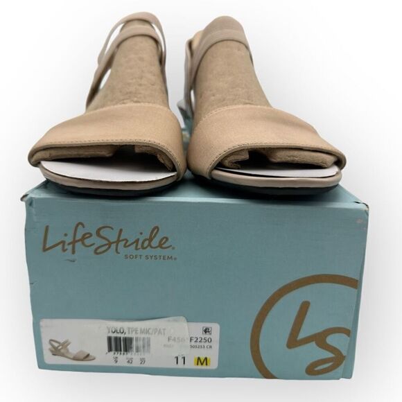 Life Stride Shoes - NWT LifeStride Womens Yolo Soft System Wedge Sandals Tender Taupe Size 11M